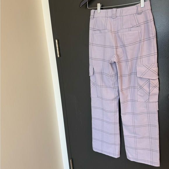 Sunday Best 0 EUC wool blend Lavender Checkered Cargo Pants wide leg/flare - Picture 2 of 13